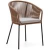 La Forma Sedia Yanet in corda beige e gambe in acciaio zincato