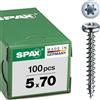 SPAX, A9J, Vite universale, testa semi-rotonda, T-STAR plus, 4 Cut, filettatura piena, 100 pezzi, 5,0 x 70 mm, Zincato lucido