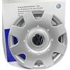 Volkswagen Original Copricerchi (4 pezzi) set completo da 16 pollici Copricerchi, copertura della protezione cerchi in acciaio cromato argento