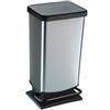 ROTHO Pattumiera a pedale Paso - 35x26x68 cm - 40 L - PPL metallizzato - nero-argento - Rotho (unità vendita 1 pz.)