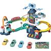 RedCrab Ascensore per auto da corsa per ragazzi, rampa spaziale per bambini rampa per arrampicata colline parcheggio avventura playset, auto satellitari garage pista con ascensore elettrico giocattolo