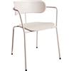 KONTE.DESIGN Set di 4 poltroncine KINGS CROSS in Metallo Bianco con Fondino e Schienale in polipropilene Grigio