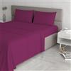 Italian Bed Linen Set Lenzuola Letto Matrimoniale Cotone Max Color, lavorato in Italia - Completo Letto, Lenzuolo Sotto con Angoli, Telo Sopra 240x300 cm e 2 Federe con Patella Interna, Fucsia