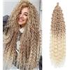 Dsoar Capelli a Torsione Profonda all'Uncinetto Onda d'Acqua Torsione Fasci di Capelli Sintetici Ricci Che Intrecciano l'Estensione dei Capelli Ombre, 22Inch 3 Packs