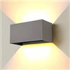 ENCOFT 24W Applique da Esterno Interno COB LED Lampada da Esterno a Parete IP65 Impermeabile 3000K in Alluminio Plafoniera da Parete per Giardino Balcone Grigio