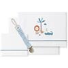 Interbaby Set 3 pezzi - Lenzuolo lettini con portaciuccio in mussola Leone palma bianco Petrolio