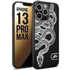 CUSTOMIZZA - Custodia cover nera morbida in tpu compatibile per iPhone 13 PRO MAX serpente snake bianco a rilievo disegnato tattoo tatuaggio