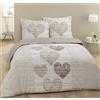 VISION ALICE cuori - 100% cotone - Set Copripiumoni matrimoniale 240 x 220cm con 2 federe 65 x 65cm per letto matrimoniale - Tessuto morbido e confortevole - Colore: beige - Certificato Oeko-Tex