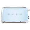 Smeg, Tostapane 2x4 TSF02PBEU, 2 Scomparti da 36mm, 6 Livelli di Doratura, Funzione Riscaldamento, Scongelamento e Bagel, Espulsione Automatica del Pane, Cassetto Raccoglibriciole, 1500W, Azzurro