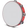 Flexzion - Tamburello portatile in legno per adulti, a doppia fila, con 8 paia di sonagli da 10 pollici (rosso) - Strumento musicale a percussione con cimbali in metallo