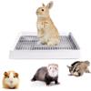 bangminda Cassetta per Lettiera per Conigli Toiletta per Piccoli Animali Cassetta Lettiera con Griglia per Porcellini d'India Coniglietto per Bagno Criceti Furetti Cincillà Gabbia 38,3 x 30,9 x 6,5 cm