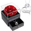 Sunia Festa della Mamma Idee Regalo, Vera Rosa Eterna con Collana Argento 925 Donna, Migliore Mamma del Mondo, Rosa Eterna Stabilizzata, Regalo Donna Compleanno