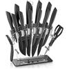 D.Perlla 16 Pezzi Coltelli da Cucina, Acciaio, Rivestimento Antiaderente | Set Coltelli con Blocco in Acrilico, Acciaio inossidabile ad alto tenore di carbonio, Niente Ruggine