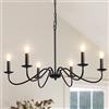 MRHYSWD Lampadario Nero Vintage, 6 Luci Industrial Lampadario Camera Da Letto Soggiorno Cucina, Lampadario Da Soffitto Classico, Lampadario Ferro Battuto, Altezza Regolabile, Senza Lampadine E14