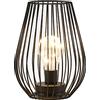 TRIROCKS Lampada da Tavolo a Batteria in Metallo 21 cm Alta, Lanterna a Forma di Gabbia con Luci LED Calde per Giardino, Patio, Camera da Letto (Nera)
