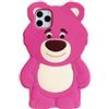 YUJINQ Cover in morbido gel di gomma 3D con motivo a forma di orso di fragola, per bambine e ragazzi (orso di fragola, iPhone 6/6S/7/8/SE (2020) - 4,7 pollici)