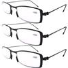 Eyekepper 3 Paia Occhiali da Lettura Montatura in Metallo Resistente per Uomo Donna Lettori Acciaio Leggero Colore Nero 1.75