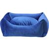 FASHION ANIMALS - Cuccia Cane Interno Interamente Sfoderabile e Lavabile, Cuscino Cane in Morbido Velluto, Divanetto per Cani e Gatti Taglia Piccola e Grande, Disponibili 2 Dimensioni (S, Blu)