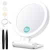 B Beauty Planet Specchio trucco con luci, 20X/1X doppio lato portatile illuminato trucco bellezza specchio, illuminazione a 3 colori, touch screen dimmerabile