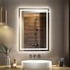 GANPE Specchio da bagno a LED, specchio da trucco, montaggio a parete, 6500 K, LED ad alto lumen, anti nebbia, IP44 impermeabile+verticale e orizzontale (70 x 50 cm)