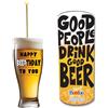 Bombo boccale pinta per festa di compleanno HAPPY BEERTHDAY TO YOU | bicchiere birra personalizzato in vetro trasparente, capacità 500 ml, idea regalo compleanno uomo e donna divertente