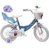 JNHCD Vélo ATLAS, Bicicletta da 16, da bambina, Frozen + casco, blu e bianco, 16'' (41 cm)