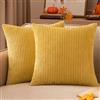 EMEMA Fodere Cuscini 40x40 in Velluto a Coste Decorative Giallo erba | Confezione da 2 Federe Morbido Copricuscini Cuscino Moderne Comodo Robusto per Camera da Divano Letto