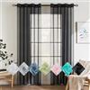 EMEMA 2 Pannelli Tende Trasparenti in Voile Con Occhielli Morbidi Finestre per Camera da Letto e per Salotto Eleganti Soggiorno 140x225cm Nero