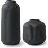 flature Set di 2 vasi in ceramica in stile nordico, decorazione moderna per erba della pampa, stile bohémien, per davanzale, set di vasi in nero opaco, vaso da fiori come decorazione per la casa per