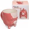MIJOMA Upside-Down Mug - Tazza da caffè divertente in ceramica, con manico rovesciato per caffè e tè, 500 ml (maiale)