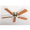 Pepeo, ventilatore da soffitto Kisa Deluxe in ottone anticato senza luce - ala bianca/acero incluso interruttore a tirare
