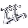 VeeBath SPIL03 Tradizionale Rubinetto Rotondo Doppio per lavabo Caldo e Freddo, in Ottone, Coppia con Tecnologia a Disco ceramico, Finitura cromata, Traditional