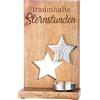 GILDE Portacandele decorativo a forma di stella con scritta: da sogno, decorazione natalizia in legno, colore marrone, argento, altezza 32 cm