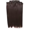 Prettyland statico-libero lunga 7 pezzi Clip-in Extension 50cm pezzo capelli lisci set di dei capelli - Nero-marrone 04