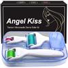 Angel Kiss Derma Roller Kit 4 in 1 Golden Titanium Microneedle Roller Strumento di agugliatura cosmetico per viso corpo - 300/720 aghi 0,25 mm, 1200 aghi 0,3 mm Microneedling Roller