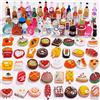 Peuirre 100 Pezzi Modelli Mini Cibo e Bevande, Mini Cibo, Cibo Giocattolo Per Bambini, 2-5 Cm, Resina, Simulazione, Fai Da Te Cassa Del Telefono Mobile, Decorazione Mini Cucina (Stili Casuali)