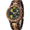 XIRUVE Orologio in Legno da Polso Uomo Calendario Cronografo Quarzo Naturale