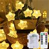 Meision Catena luminosa a forma di stella per cameretta dei bambini, catena luminosa a batteria per interni con timer e telecomando, 3 metri, 8 modalità, 20 LED, luci decorative per camera da letto