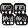 Runmeihe 4 Pezzi Timer Cucina Magnetico, Forte Allarme Timer da Cucina per Bambini, Studio, Esercizio, Timer Digitale con Interruttore ON/OFF (4 Pezzi Nero)