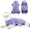 HEYWEAN Body Post Operatorio per Gatto - Tuta Medica Sterilizzato Manica Lunga a Strisce - Alternative al Collare - Pigiama Vestito