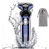 YONGYAO Rasoio Elettrico Wet & Dry Rasoio a Testine Rotanti Barba Uomo Ricaricabile Rasoio Barba Impermeabile a 3 Testine Rotanti per Rasatura, Blu