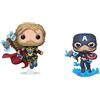 Funko POP Marvel: Thor Love & Thunder - Thor, Multicolore, One Size & Pop Marvel: Endgame-Captain America w/BrokenShield & Mjolnir CAPT A w/BrokenShield&Mjolnir Collectible Toy, Multicolore, 45137