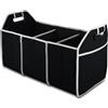 CGEAMDY Organizzatore per bagagliaio auto, borsa portaoggetti per auto, portatile, pieghevole, con 3 scomparti, accessori per auto universali per Suv, camion, furgone, berlina (nero), FBA-BOX2-FT01
