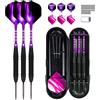 Jiahuade Set di Freccette,Freccette Professionali Punta Metallo,Freccette Punta Plastica,Accessories Freccette Steel Darts,Punte Morbide Freccette Professionali (Lila)