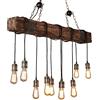 KJLARS Lampadario Vintage Lampade Sospensione Legno Lampadari Industriale Plafoniera per Lampadina E27 Illuminazione Interni per Cucina Bagno Cameretta Soggiorno Lampada