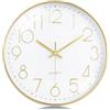 Lafocuse 30cm Orologio da Parete Moderno Silenzioso, Numeri 3D Facile da Leggere, Oro Orologio da Muro senza Ticchettio per Cucina,Camera da Letto,Soggiorno