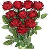 JUSTOYOU Bouquet di fiori di seta rosa artificiale Home Office Composizioni di nozze vino rosso (10 PZ)