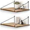 Afuly Mensole da Muro Legno Nere Metallo 42x30 cm Moderne Rustico Design Cameretta Bagno Cucina Home Decor, Set di 2