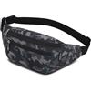 Ridirun Marsupio Sportivo Uomo Donna Grande con 4 Zip Tasche Cintura Regolabile e Fibbia a Sgancio Rapido, Waist Bag in Nylon Impermeabile per Ciclismo Running Escursionismo Campeggio Concerti (Nero Mimetico)