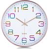 Lafocuse 30cm Orologio da Parete Oro Rosa Moderno Silenzioso, Multicolore Design Creativo Numeri 3D Facile da Leggere, senza Ticchettio Decorativo per Cucina Cameretta Bambini Soggiorno Casa